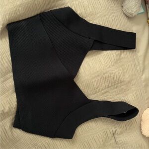 Babaton Navy Sculpt Knit Crossover Top